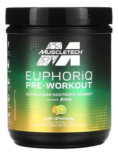 Muscletech Euphoriq Pre-Workout 20 Serv Sabor de Limonada Yuzu