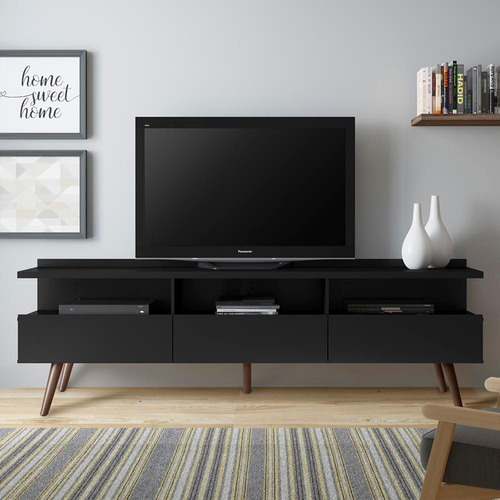 Mueble Mesa Para Tv Rack Madesa Con Pies Nm Color Negro