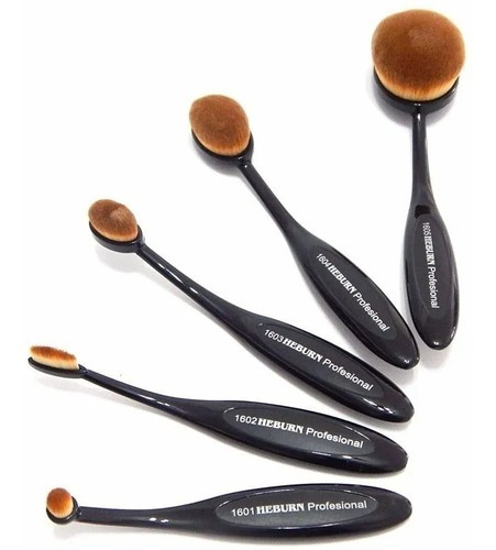 Heburn Kit 1600 Master Brush X5 Brochas Maquillaje Local Color Negro