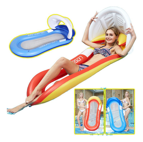 Piscina Inflable Sombra Flotante Cama Verano Tumbona De Agua