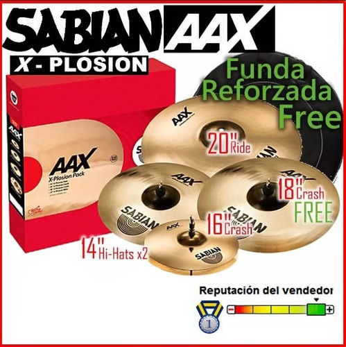 Set Platillos Sabian Aax Plosion + Ride 20  + Funda Reforz