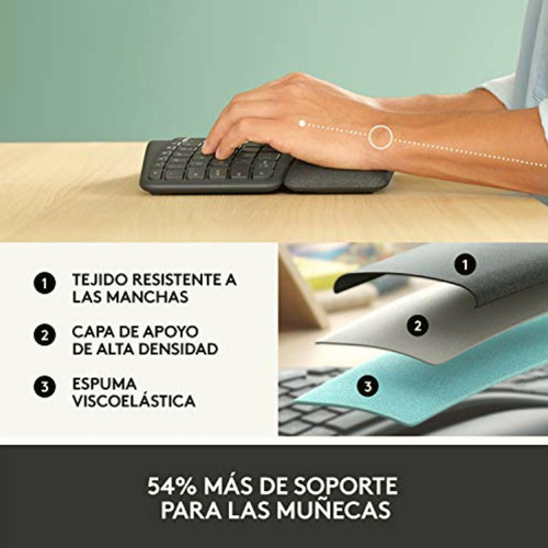 Logitech - Ergo K860 Teclado Inalámbrico Multidispositivo