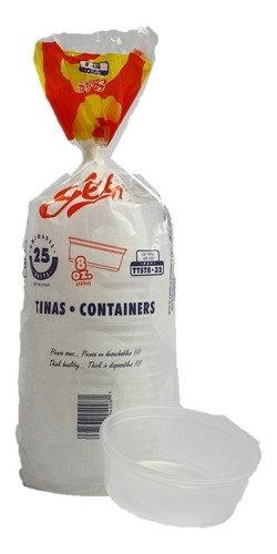 Imagen 1 de 8 de Tinas Plásticas Con Tapa Selva 8oz. (10x25)