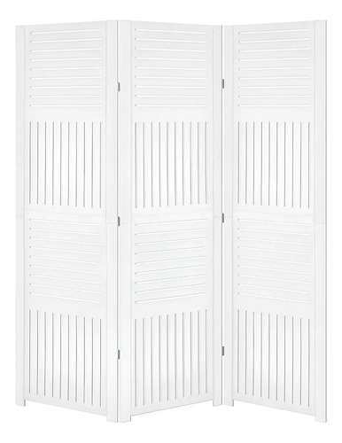 Biombo Divisória 3 Folhas Branco MDF JT Home Horizontal Vertical