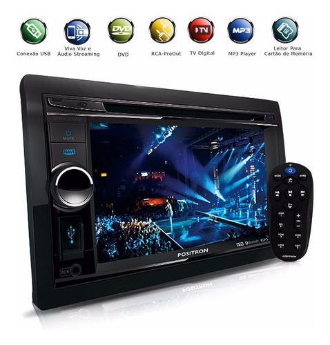 Imagem 1 de 5 de Dvd Player 2 Din Tv Digital Bluetooth Usb Gps 6.2 Positron