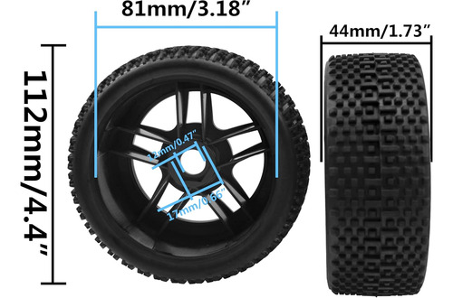 Buje Hexagonal De 0.669 In, Neumáticos De Goma De 4,40 Pulga