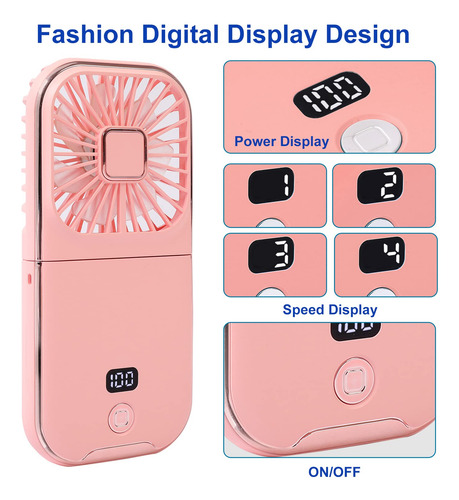 Ventilador Portátil Recargable Con Pantalla Digital Y Funció