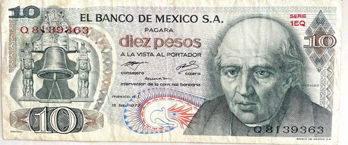 Billete De 10 Pesos, Banco De México 1977