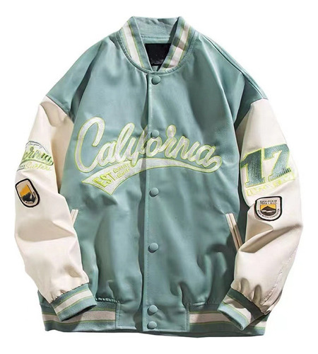 Chaqueta Béisbol Bordada Para Hombre Americano De Cuero Pu