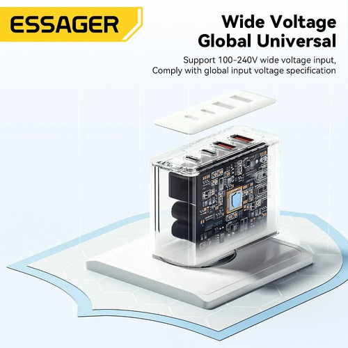Fonte Carregador Turbo Essager 100w + Cabo Usb-c 1m 100w Cor Preto
