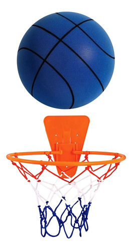 Baloncesto Silencioso Con Aro, Pelota De Juguete Azul