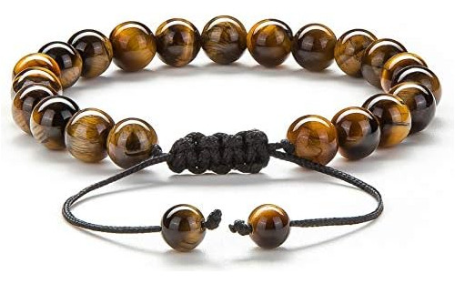 Hamoery Hombres Mujeres 8mm Ojo Piedra Cuentas Pulsera Cuerd