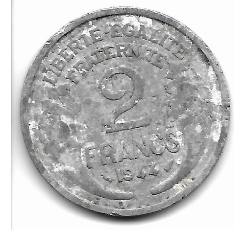 Francia Moneda De 2 Francos Año 1944 Km 886a.1
