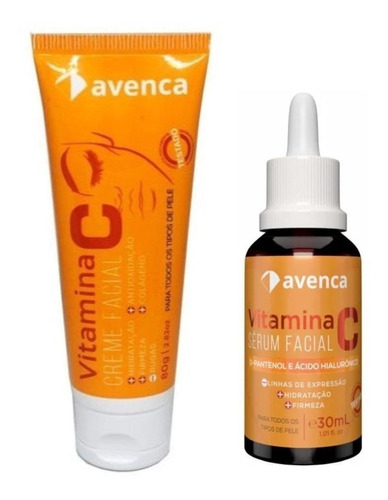Vitamina C Sérum 30ml + Creme Facial Hidratante Avenca 80g 