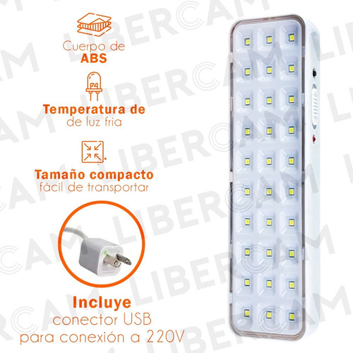 Imagen 5 de 10 de Pack X 4 Luces Luz De Emergencia 30 Led Recargable Usb
