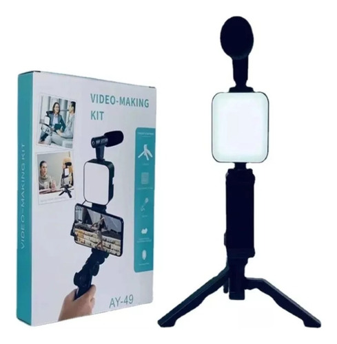 Kit De Grabación Micrófono Luz Y Soporte Trípode Ajustable 