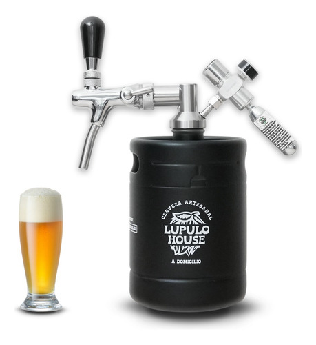 Dispensador Straight Tube 2.0 + Growler Mini Keg 2 Lt Negro