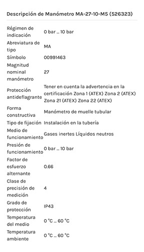 Festo Manómetro 10bar Mod.526323