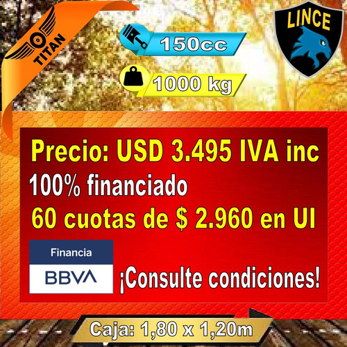 Triciclo Naftero 1000kg Titan Lince 150cc 0km