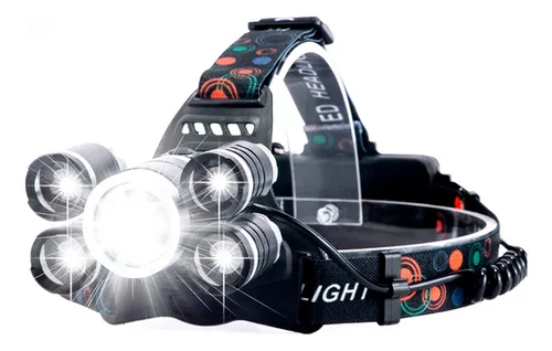 comprar Linterna Vincha Cabeza Minero 5 Led Recargable Zoom Camping
