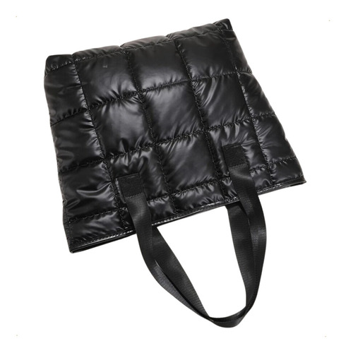 Tote Bag Carteras De Mujer Cartera Puffer Bolsos Grande Color Plateado Correa De Hombro Negro