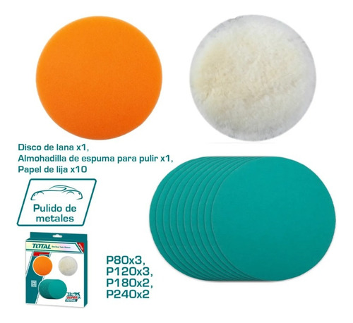 Set 12 Pz Bonete Lijas P/ Lustradora Pulidora Lijadora 180mm