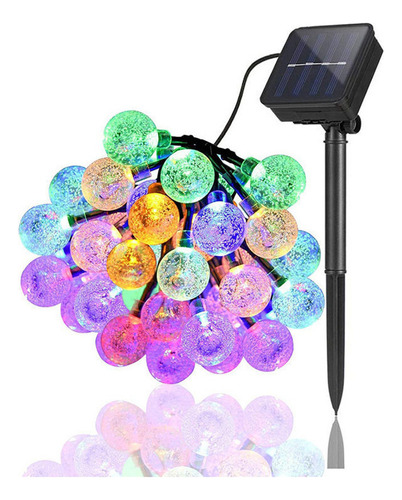 Cadena De Luz Solar Con 30led Globos De 6.5m Para Exteriores