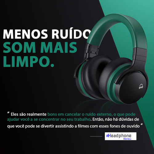 Fones de ouvido Cowin E7C sem fio Bluetooth ANC experiência sem fio confortável peso leve Bluetooth 5.0 microfone para chamadas 30 horas de reprodução para viagens trabalho verde
