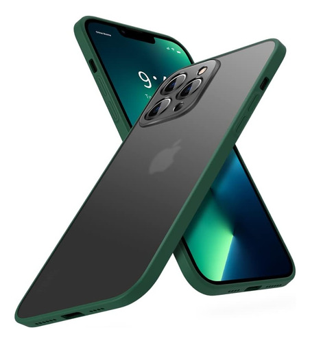 Funda Para iPhone 13 Pro Max Negra Semi Transparente Verde