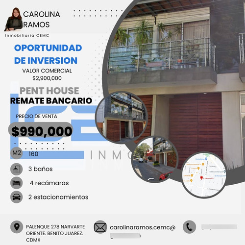 Departamento En Venta En Remate Bancario En Narvarte Poniente, Benito Juarez