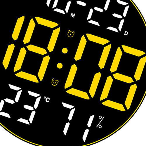 Relógio Digital Led Relógio De Parede Amarelo