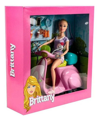 Muñeca Brittany Con Scooter Morado Y Accesorios Jwzs-60