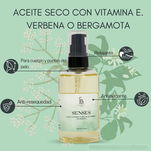 Aceite Seco De Verbena Con Vitamina E Para Cuerpo Y Pelo Verbena