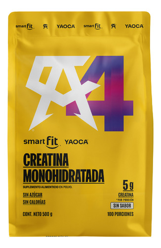 Creatina Monohidratada Micronizada Smartfit By Yaoca 500g 80 Servicios Sin Sabor Alta Pureza