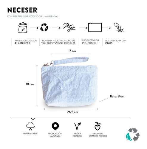 Imagen 3 de 10 de Neceser De Viaje Organizador Bolso Portacosmeticos Ecologico