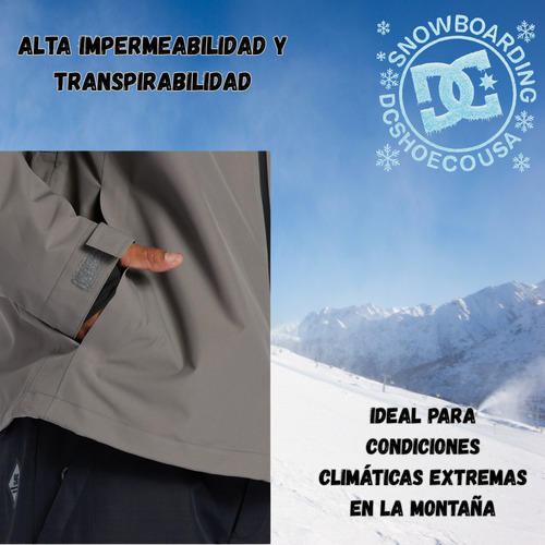 Campera De Nieve Hombre Dc Shoes Snowboard Ski Basis 30k Gris Oscuro M Lisa