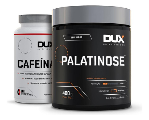 Cafeína 200mg 90 Caps + Palatinose 400g Dux Nutrition