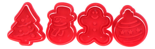Juego De 4 Moldes Para Galletas Navideñas, Corte Con Émbolo