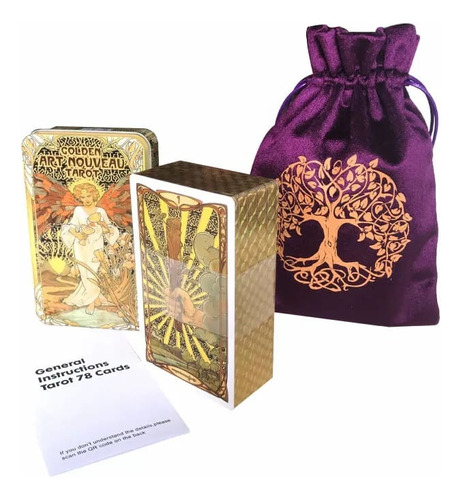 Cartas Tarot Golden Art Noveu Adivinación Bruja Esoterismo