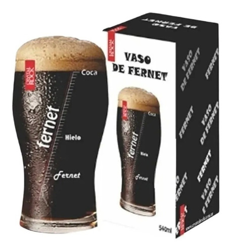 Vaso Fernet Crystal Rock Fernerometro Pinta 540ml En Caja