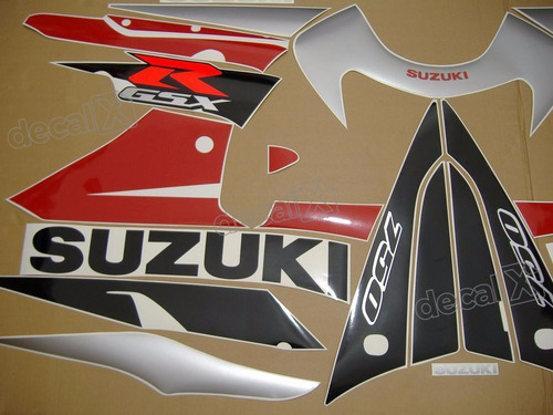 Kit Adesivos Gráficos Suzuki Gsxr 750 Vermelha E Prata 2002 
