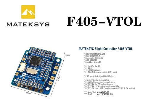Matek F405 Vtol Stm32f405rgt6 Controlador De Vuelo Osd Incor