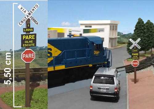 Miniatura Poste Passagem De Nivel Ho 1:87(2unid.) Artesanal