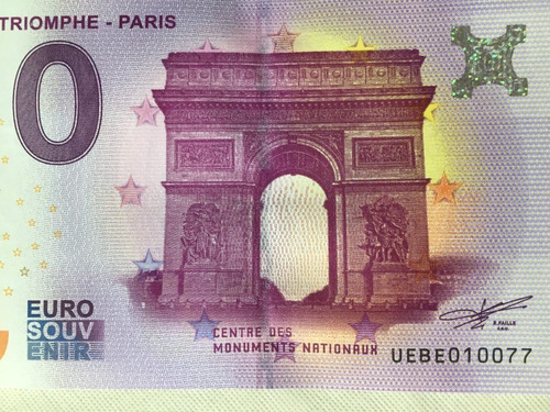 Billete 0 Euro El Arco Del Triunfo Paris Francia 2023