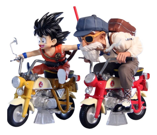 Figuras Dragon Ball Goku Y Maestro Roshi En Motocicleta.