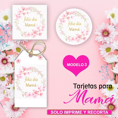 Tarjeta, Etiqueta Y Tags Dia De La Madre Modelo 3 Imprimible