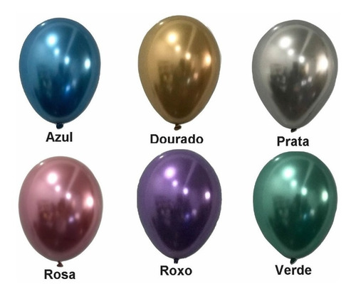 Imagem 4 de 5 de Bexiga Cromada Metalizada Prata 11 Polegadas Pct C/ 50 Un