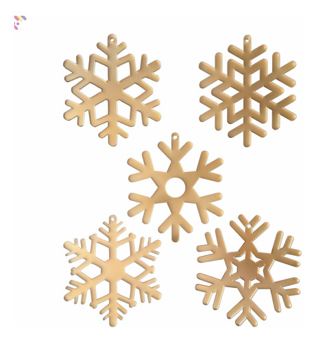 10 Esferas Copos De Nieve Acrilico Dorado Para Arbol Navidad