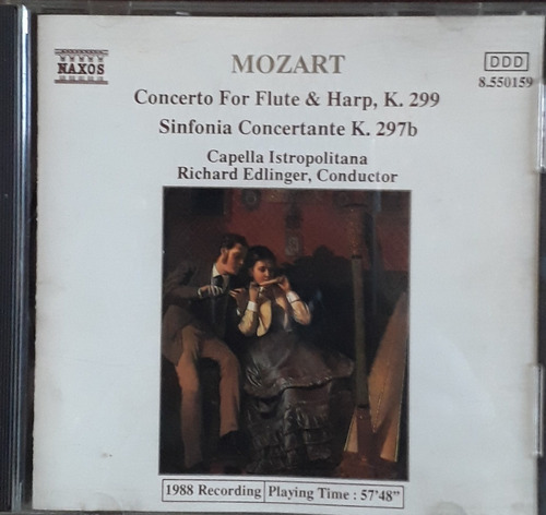 Mozart / Concierto Para Flauta Y Arpa K 299 Cd Excelente