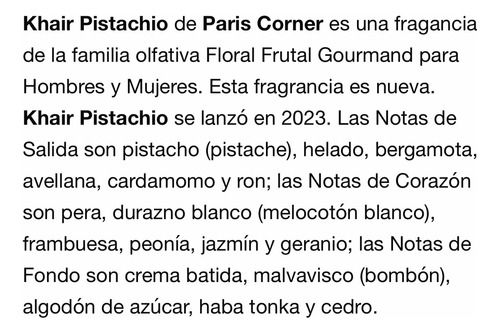 Paris Corner Khair Pistachio Unisex 100 Ml Edp